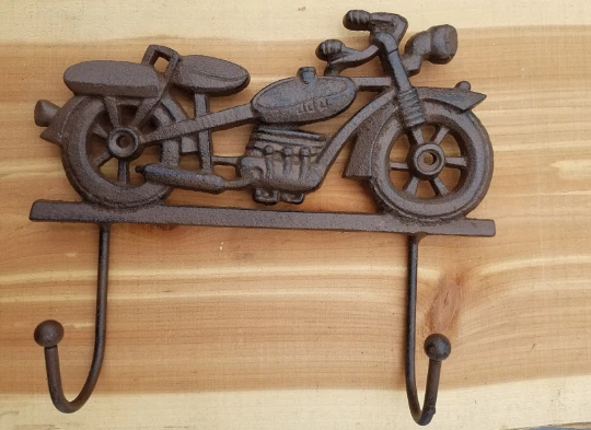 Cast Iron Vintage Motorcycle Wall Hook Coat Hat Jacket Rack Cafe Racer Bobber