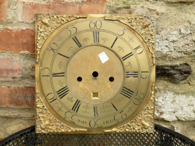 c1780 JOHN HOLROYD WAKEFIELD Engraved Brass Long Case Clock Dial ONLY a/f 2