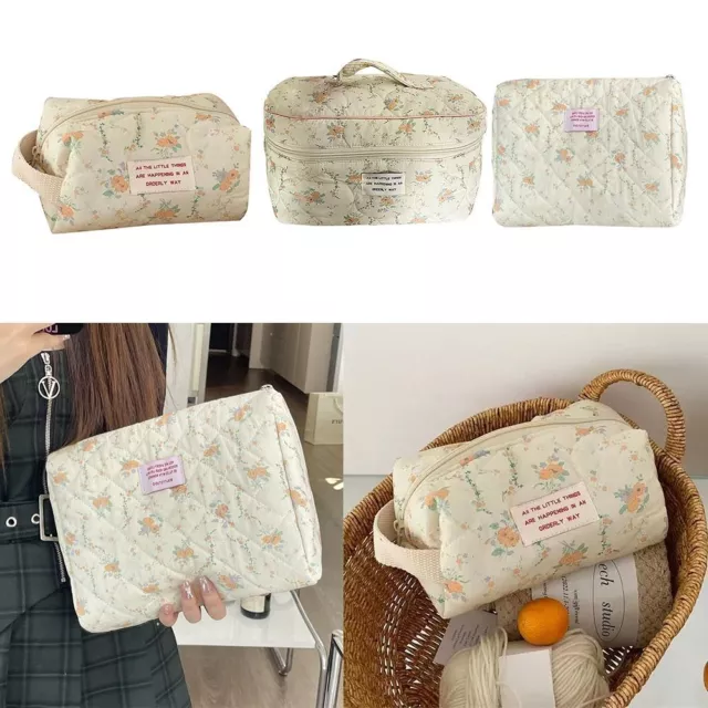 Large Capacity Cosmetic Bag Cotton Quilted Bag Portable Makeup Bag  Travel