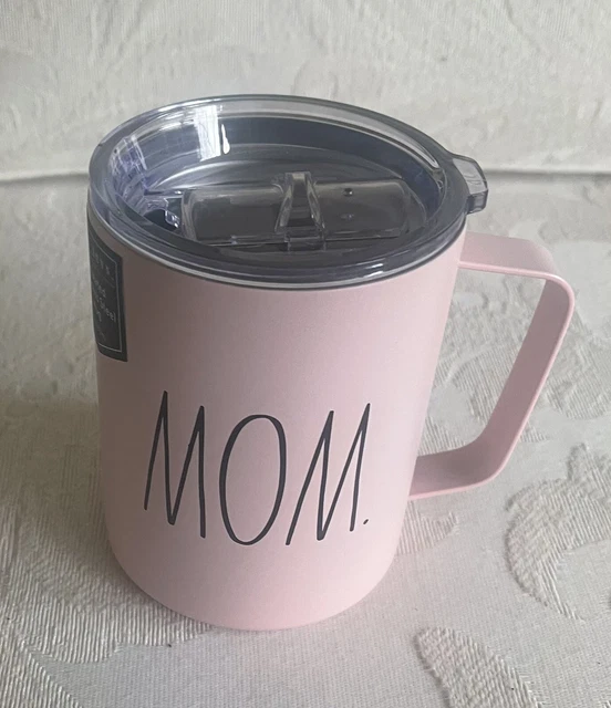 Rae Dunn Insulated Stainless Steel Pink “MOM” Coffee/Travel Mug Seal Lid NEW