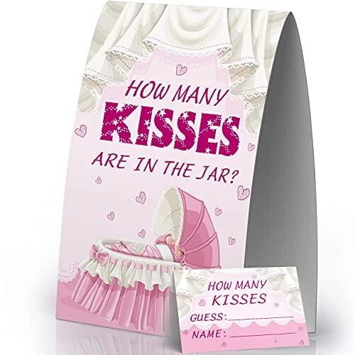HOW MANY KISSES Baby Shower Game, Baby Shower Game for Girl 1 Sign and