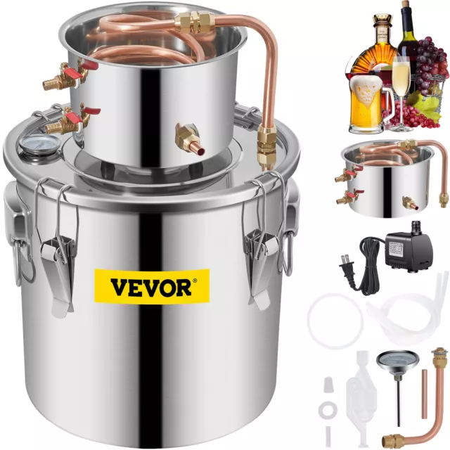 VEVOR Alcohol Still Water Alcohol Distiller Whiskey Still 3Gal/12L w/ Water Pump