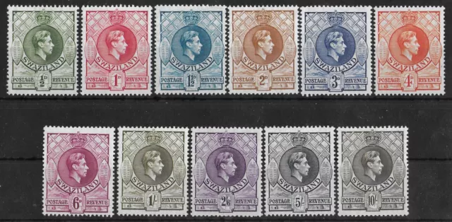 SWAZILAND 1938-1954 Mint NH Complete Set of 11 Stamps SG #28-38 CV £100+ VF