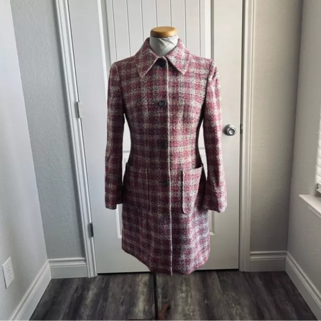 Anne Klein pastel pink tweed blazer jacket coat 6