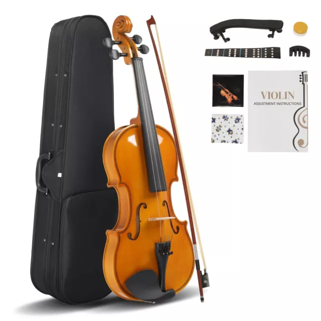 New! 4/4 Full Size Violin Set Student Fiddle With Case Bow Shoulder Rest