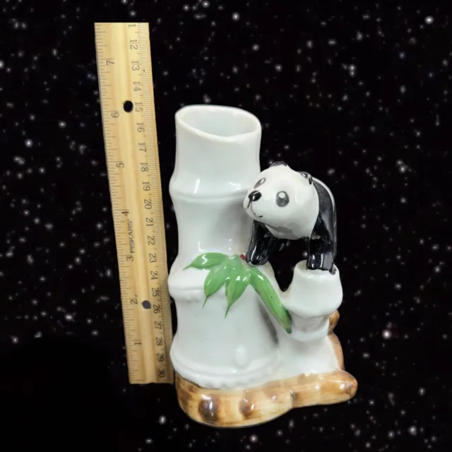 Ceramic Vase Planter Baby Panda On A Bamboo Tree Painted 6”T 2”W 3