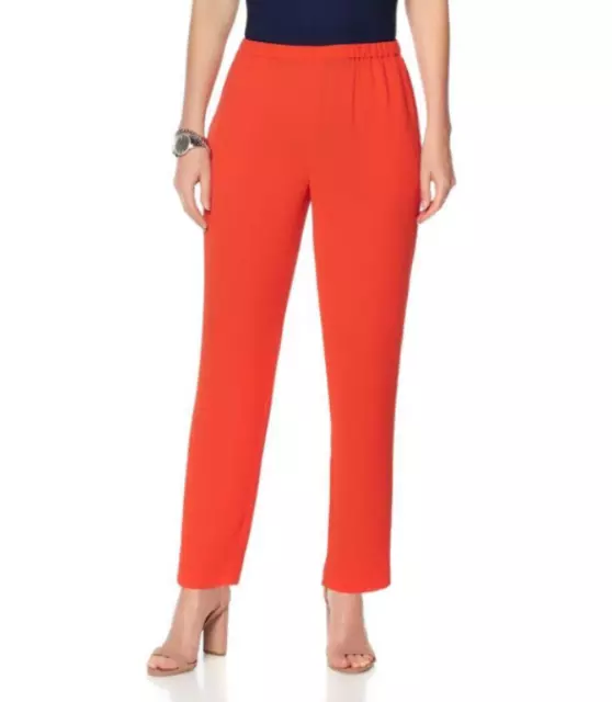 Vince Camuto Crepe Slim-Leg Ankle Pant in Red Hot, L]