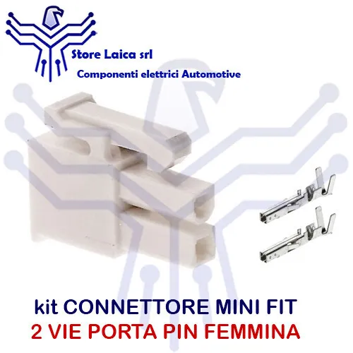 Connettore Molex Mini Fit 2 Vie Femmina Kit Con Terminali  Auto Moto Elettrico