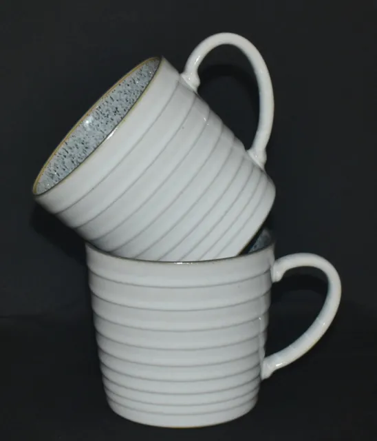 Denby Langley Studio Set Of 2 Grey Ridged Mugs Mint