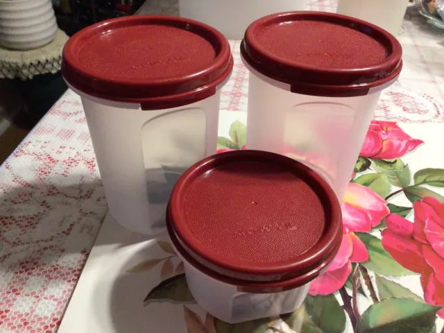 Tupperware X3 Clear Containers With Marrone Lids