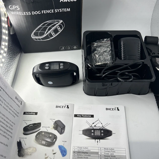 BHCEY GPS Wireless Dog Fence, Electric Dog Fence Pet Containment System(open box