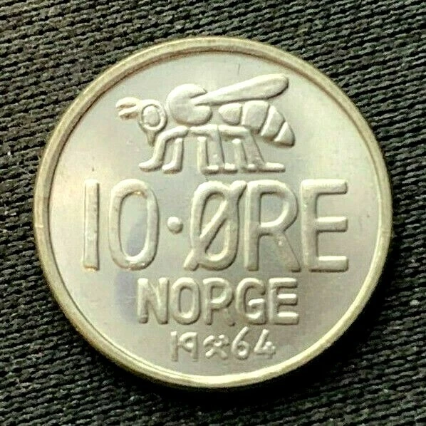 1964 Norway 10 Ore coin UNC      World Coin  Higher Grade Coin   #C592