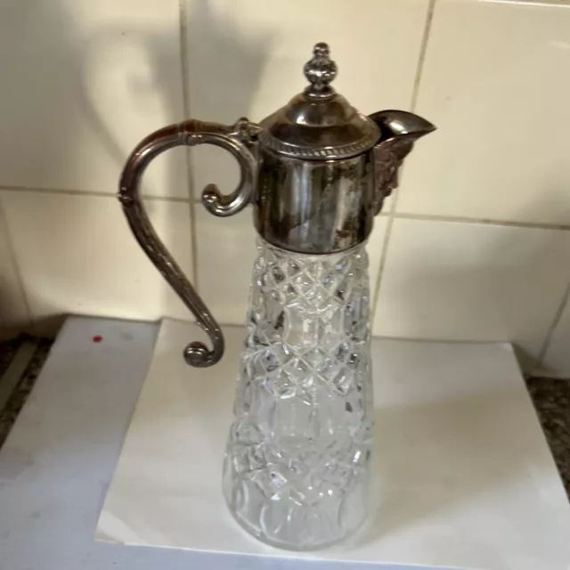 Very Nice Cut Glass & Silver Plated Claret/Wine Decanter  (Cd-Y400)