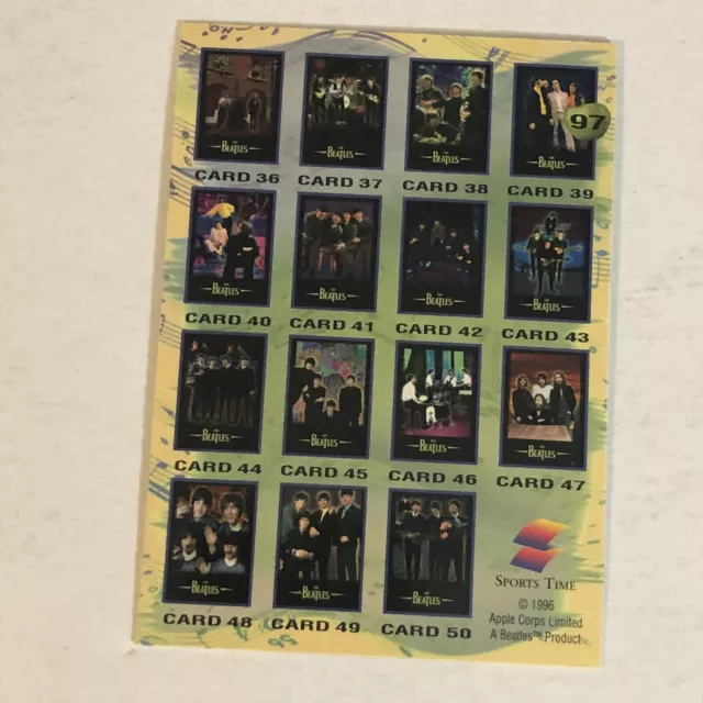 THE BEATLES TRADING Card 1996 John Lennon Paul McCartney Checklists 2 ...