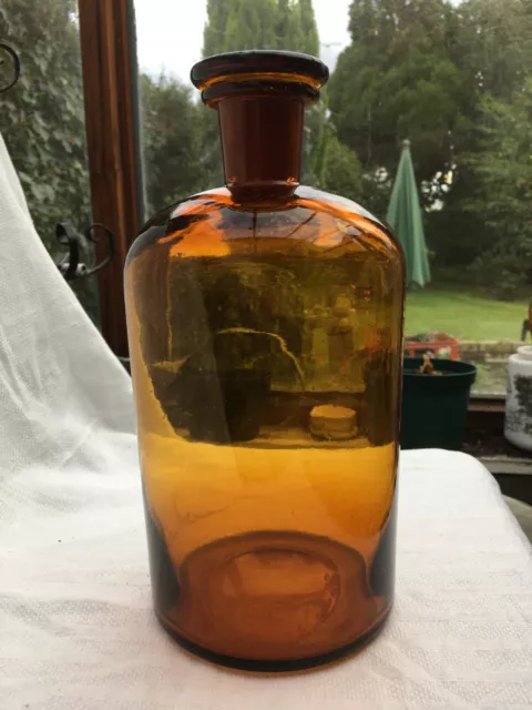 Large amber brown apothecary chemist medicine drug bottle jar c1890-1920