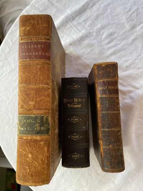 LOT ANTIQUE 19TH c BIBLE LOT METHODIST EPISCOPAL CHRISTIANITY NEW OLD TESTAMENT