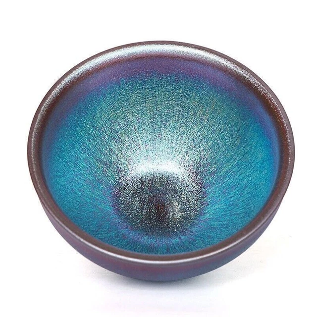 1052 Jianzhan Chinese Song dynasty style tea bowl of blue Tenmoku glaze C