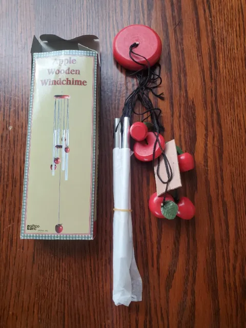 Vintage Decorative Window Door Red Petite Apple Themed Wind Chimes GiftCo NOS
