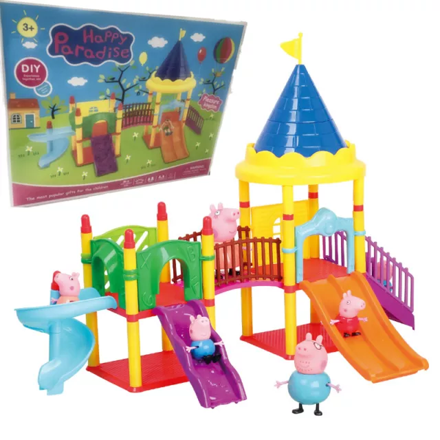 Playground Set Slide+ Peppa Pig Figures Children Plastic Character Kids Gift UK