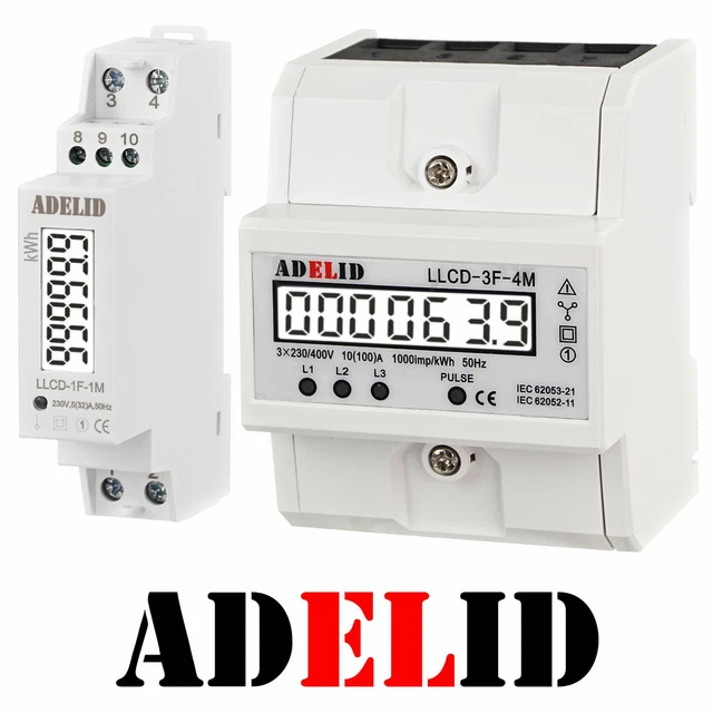 CONTATORE CA CONTATORE trifase contatore LCD 1,3 fasi 32A, 100A 4 fili ...