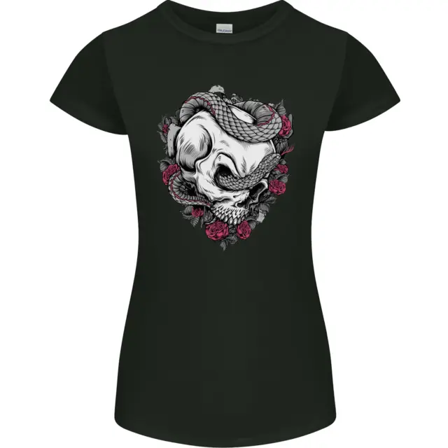 Snakes and Skull Biker Heavy Metal Gothic Womens Petite Cut T-Shirt