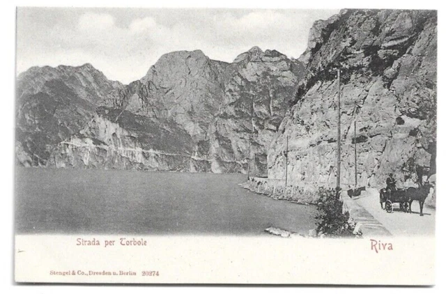 CARTOLINA LAGO DI GARDA RIVA ,STRADA PER TORBOLE - PRIMI DEL '900 non viaggiata