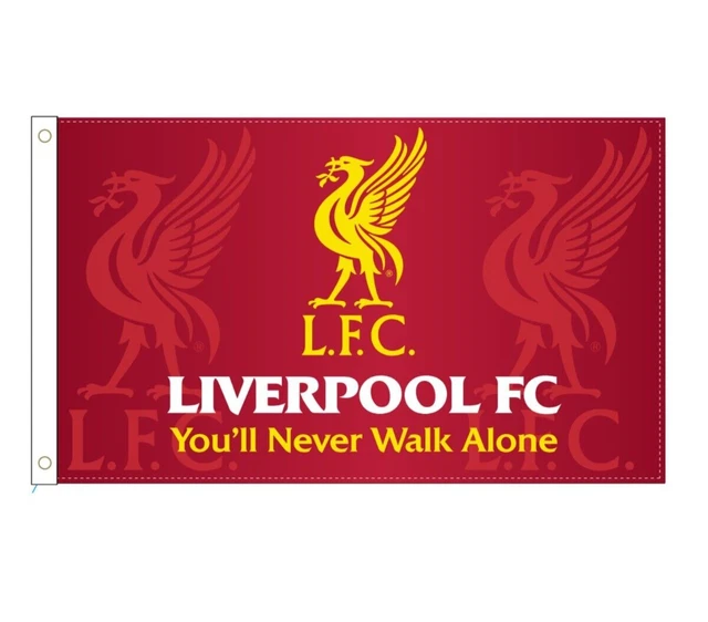 LIVERPOOL FC OFFICIAL Liverbird Jumbo You'll Never Walk Alone Flag 6x5 ...