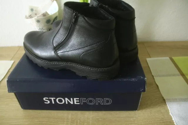 STONEFORD Männer Halbschuhe schwarz Leder Gr.43 w.NEU!