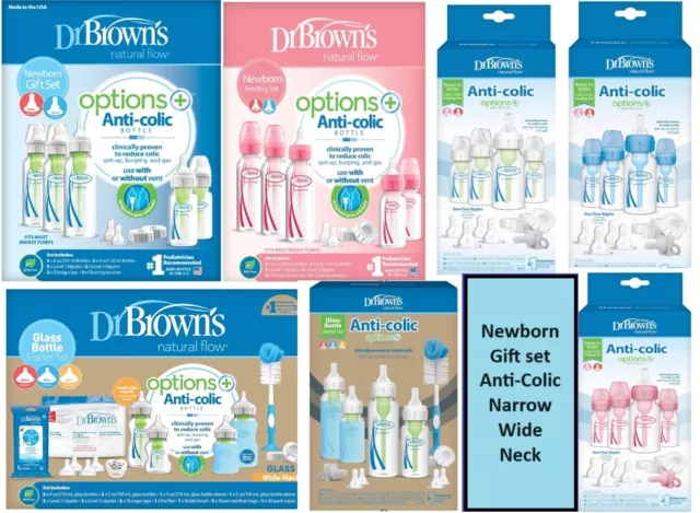 Dr. Brown's Natural Flow Anti-Colic Options+ Narrow Wide-neck Bottle Gift Set