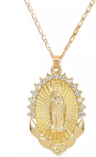 Medalla Milagrosa De La Virgen María Para Mujer Dorado Oro Chapado De 18K Regalo