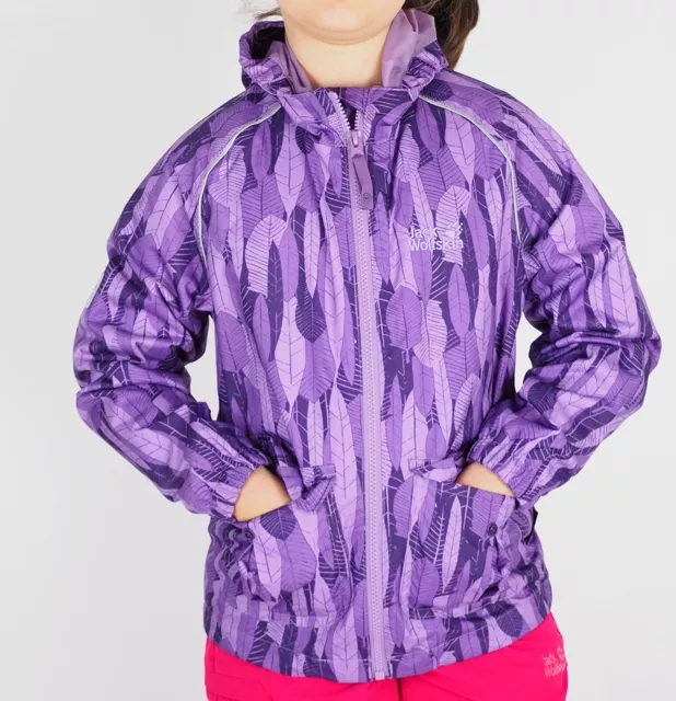 Girls Jack Wolfskin Conkers 1603602 Wisteria All Over Print Waterproof Jacket