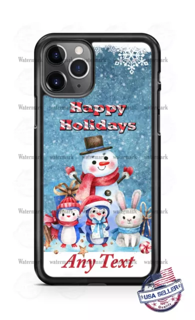 Happy Holidays Snowman Rabbits Phone Case For iPhone 14 Pro Max Samsung Google