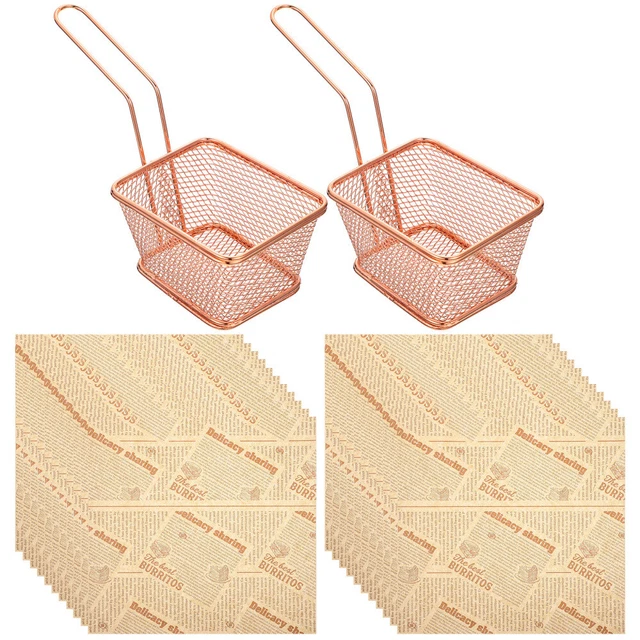 Cesta de papel de aceite acero inoxidable patatas fritas cesta con patatas fritas de pescado