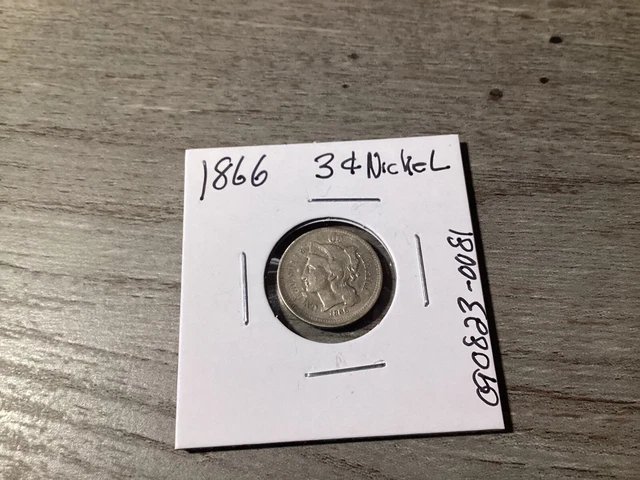 1866-Three Cent Piece Nickel Type Coin-X-FINE-090823-0081