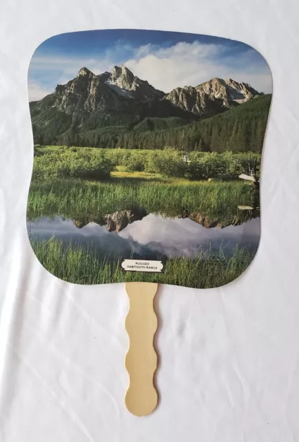 VINTAGE 1980s First Bank FNB Community Bank Paper Fan - Rugged Sawtooth Range