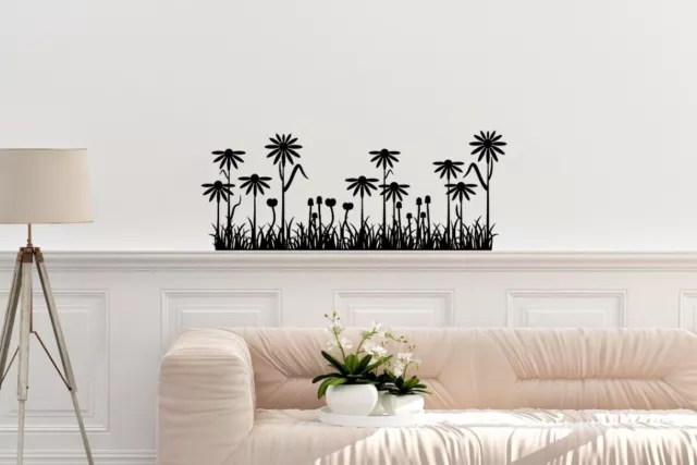 Flowers And Grass Inspired Design Nature Decor Wall Art Decal Vinyl Sticker