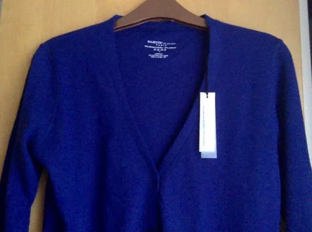 Majestic Filatures Paris Ink Blue Cardigan UK 10 12 BNWT