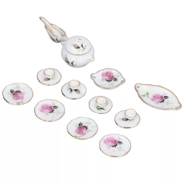 1:12 Dollhouse Miniature Porcelain Tea Cup Set Exquisite Decorative Dollhouse Ki