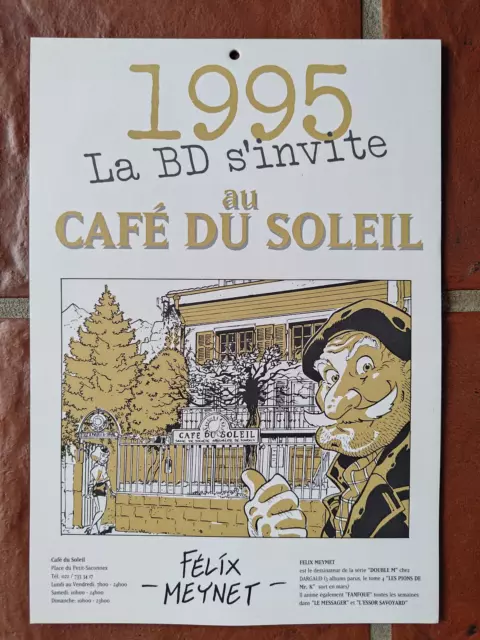 MEYNET - Calendrier CAFE DU SOLEIL 1995 - Tintin, Astérix, Mortimer...