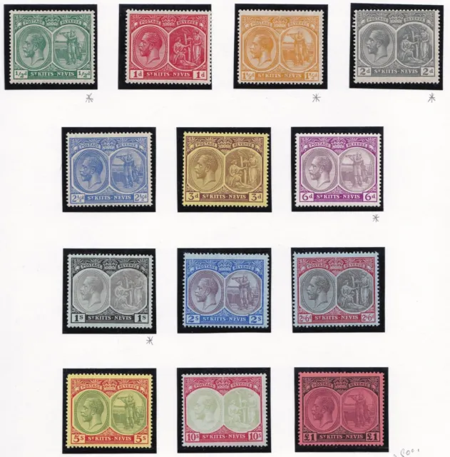 1920-22 ST. KITTS NEVIS Giorgio V. Set of 13 SG n. 24/36   MNH/MLH