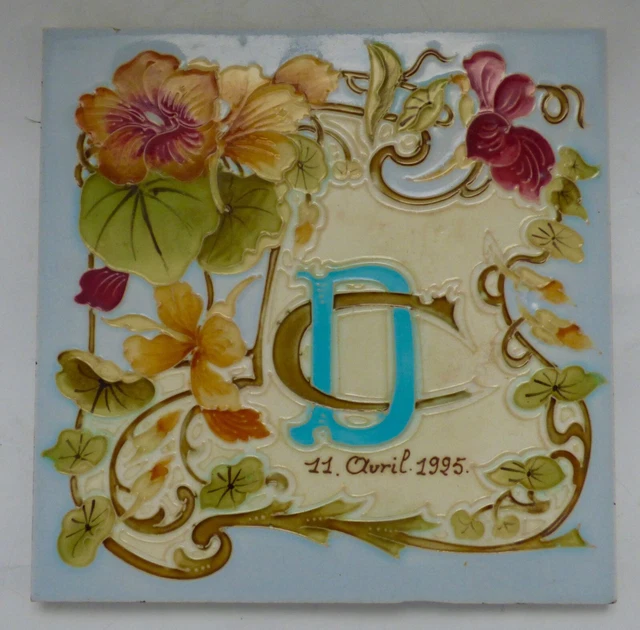 RARE Colourful Nasturtiums WEDDING TILE CD DC Art Nouveau Jugendstil carreau