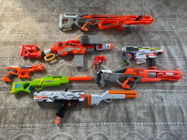 Nerf Lot - RaptorStrike, Roblox, Mega XL Big Rig Blaster, CS-6 Rifle,  Zombie Bow