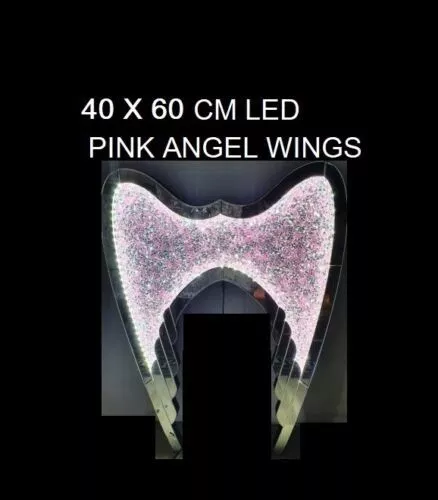 XL LED Crushed Diamond 60X80CM Wall Decoration Hung Angel Wings Bling Gift Decor 2
