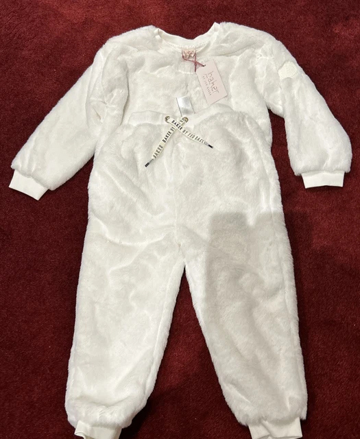 Girls Ted Baker White Fluffy Jumper and Bottoms Set Age 6 Years