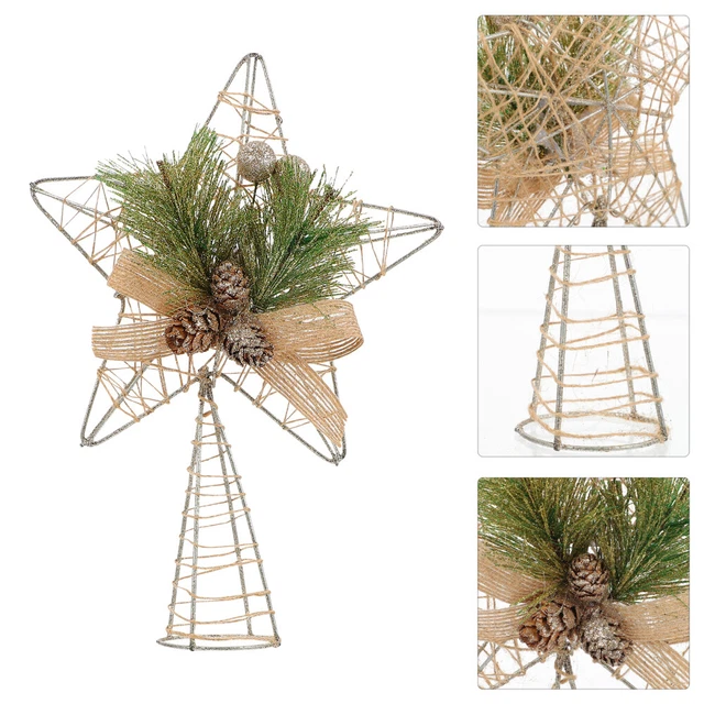 Cime D'arbre Étoile En Rotin Étoile De Sapin De Noël Accessoires Vintage Unique