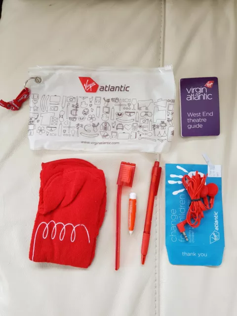 Virgin Atlantic ziplock bag amenities.Socks,toothbrush/paste,Pen,earphones etc