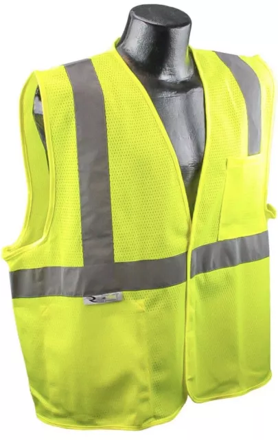 3X-L Mesh Yellow High Visibility Class 2 Safety Vest With Zíper/ 2 Pockets