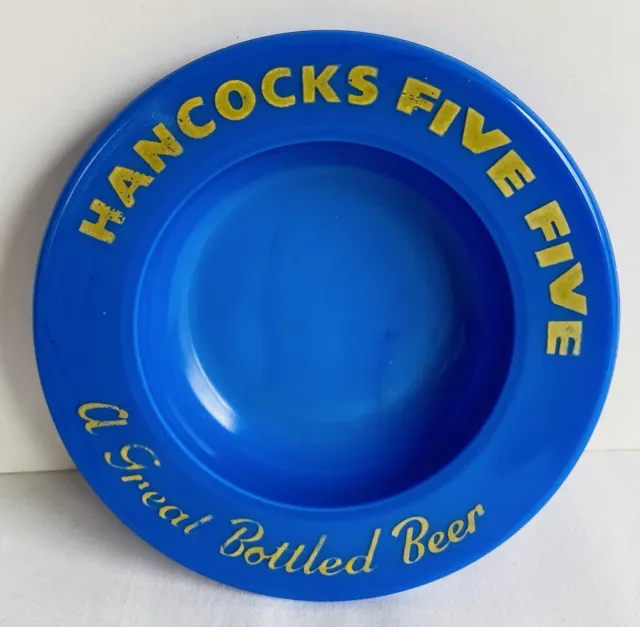 HANCOCKS FIVE FIVE Great Bottled Beer Blue Glass Ashtray Nazing Made In England