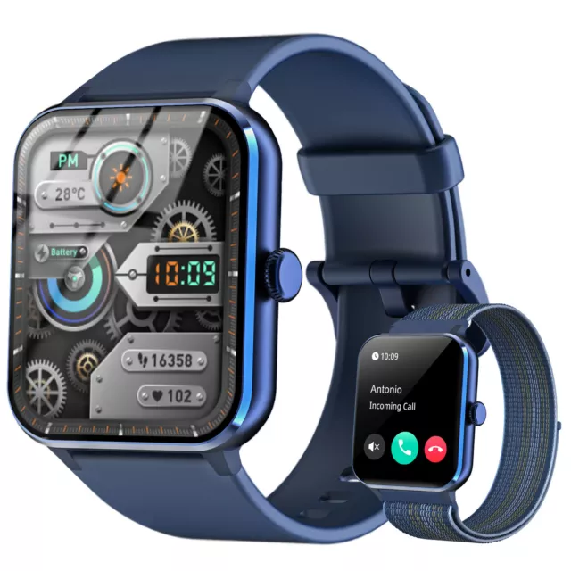 Smartwatch für Damen Herren mit Bluetooth Anrufe Wasserdicht Schrittzähler Uhr