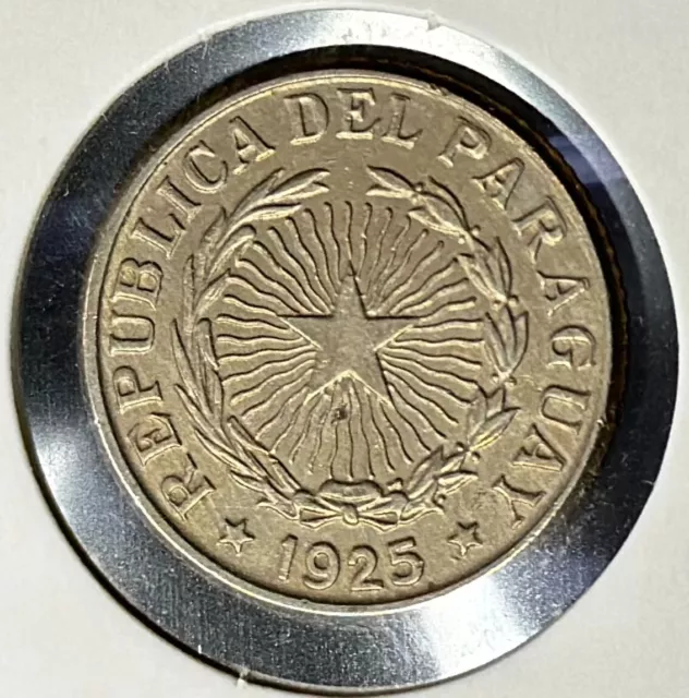 1925 Paraguay 1 Peso Uncirculated Coin in Very Nice Condition - KM#13